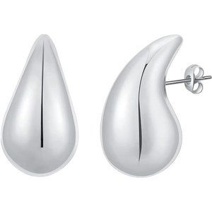 Chunky Gold Hoop Earrings for Women Lightweight Waterdrop Hollow Open Hoops